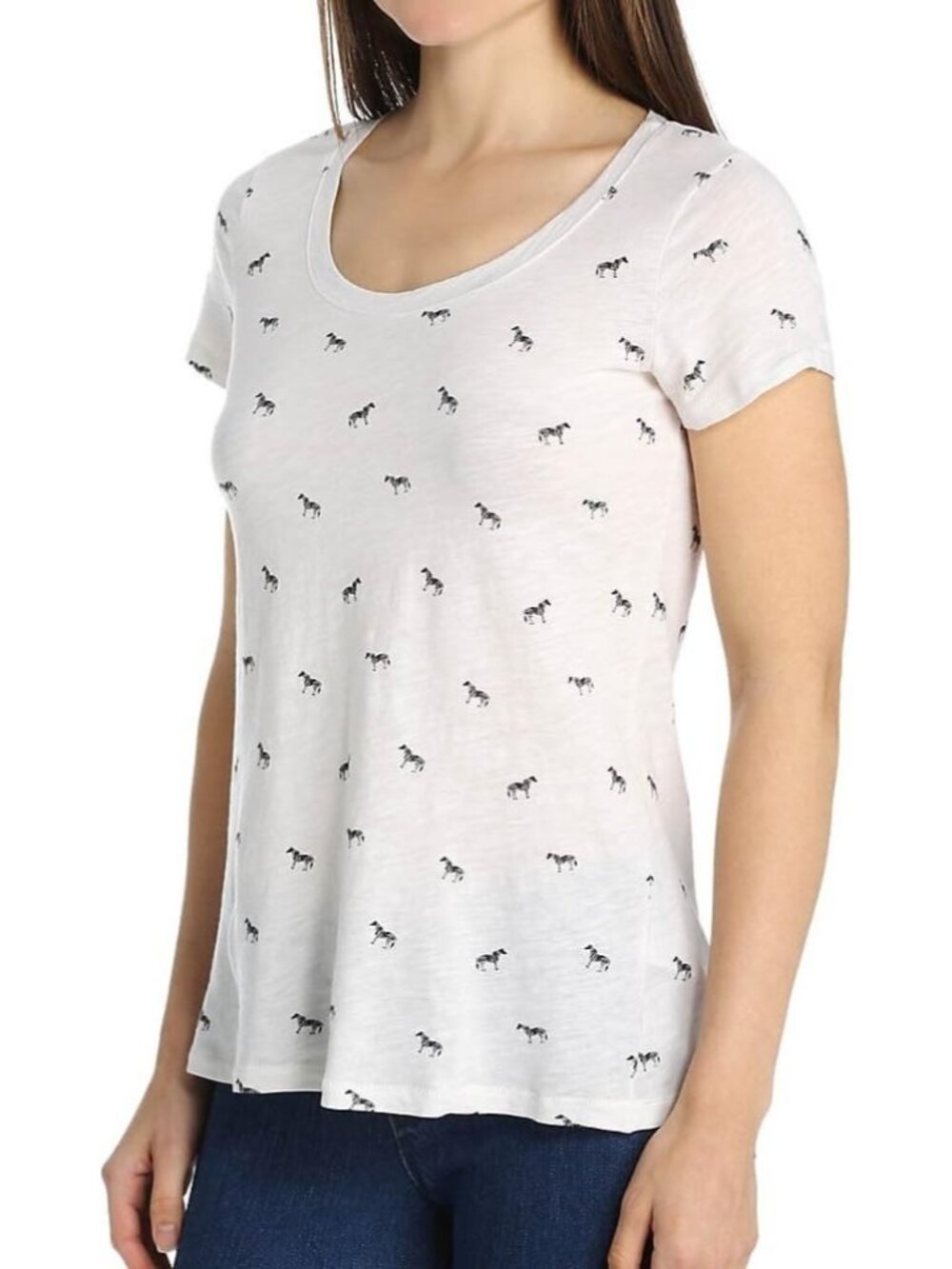 Splendid Zebra Print 100% Cotton Short Sleeve Tee Womens XS